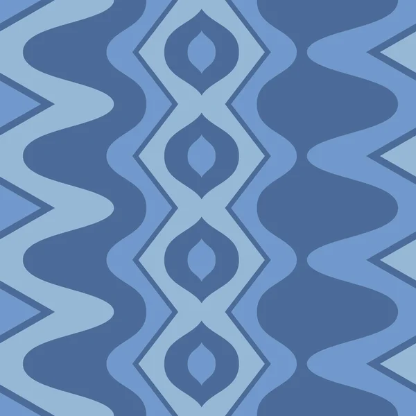シンプルな青い垂直スカラップ織物のシームレス パターン — ストックベクタ