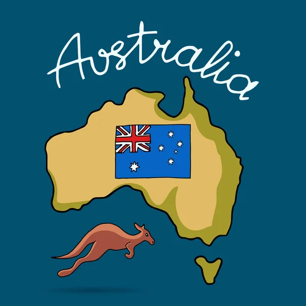 Австралийский континент в стиле каракулей — стоковый вектор