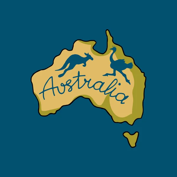 Continente australiano in stile doodle — Vettoriale Stock