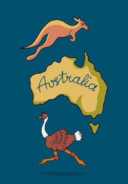 落書きスタイルでオーストラリア大陸 — ストックベクタ