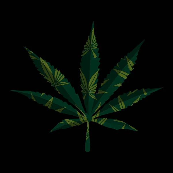 List marihuany na černém pozadí — Stockový vektor