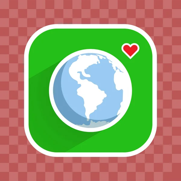 Web icon of earth global social networking with heart — Stock Vector