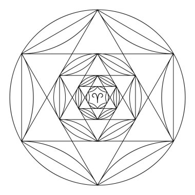 Kutsal geometrinin boyama kitabı. Koç burcunun Mandala 'sı