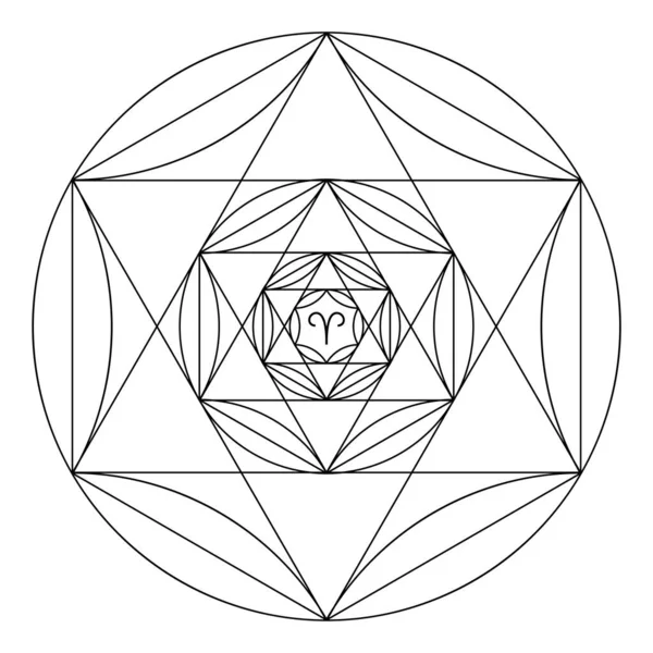 Kutsal geometrinin boyama kitabı. Koç burcunun Mandala 'sı