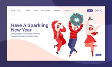 Web sitesi ya da iniş sayfası için yeni yıl kutlaması konsepti. 