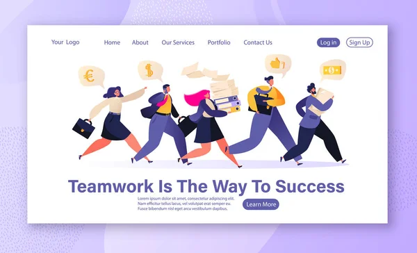 Přistání _ Page _ Teamwork _ Success — Stockový vektor