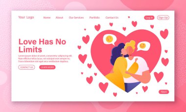 Romantik ilişkiler, web sitesi iniş sayfası için aşk teması. 