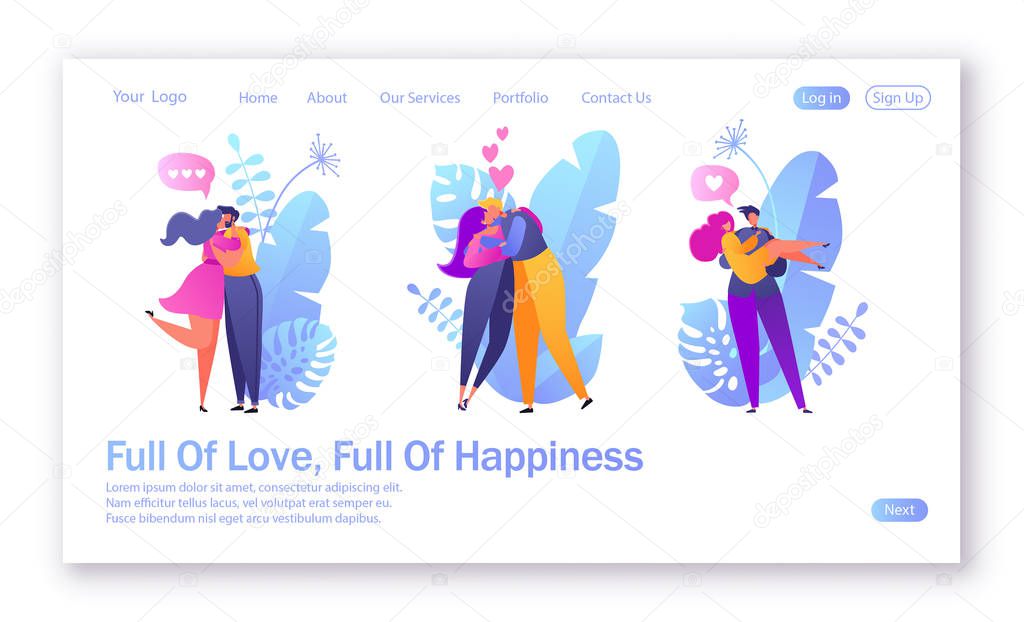 Romantic vector illustration for landing page. 