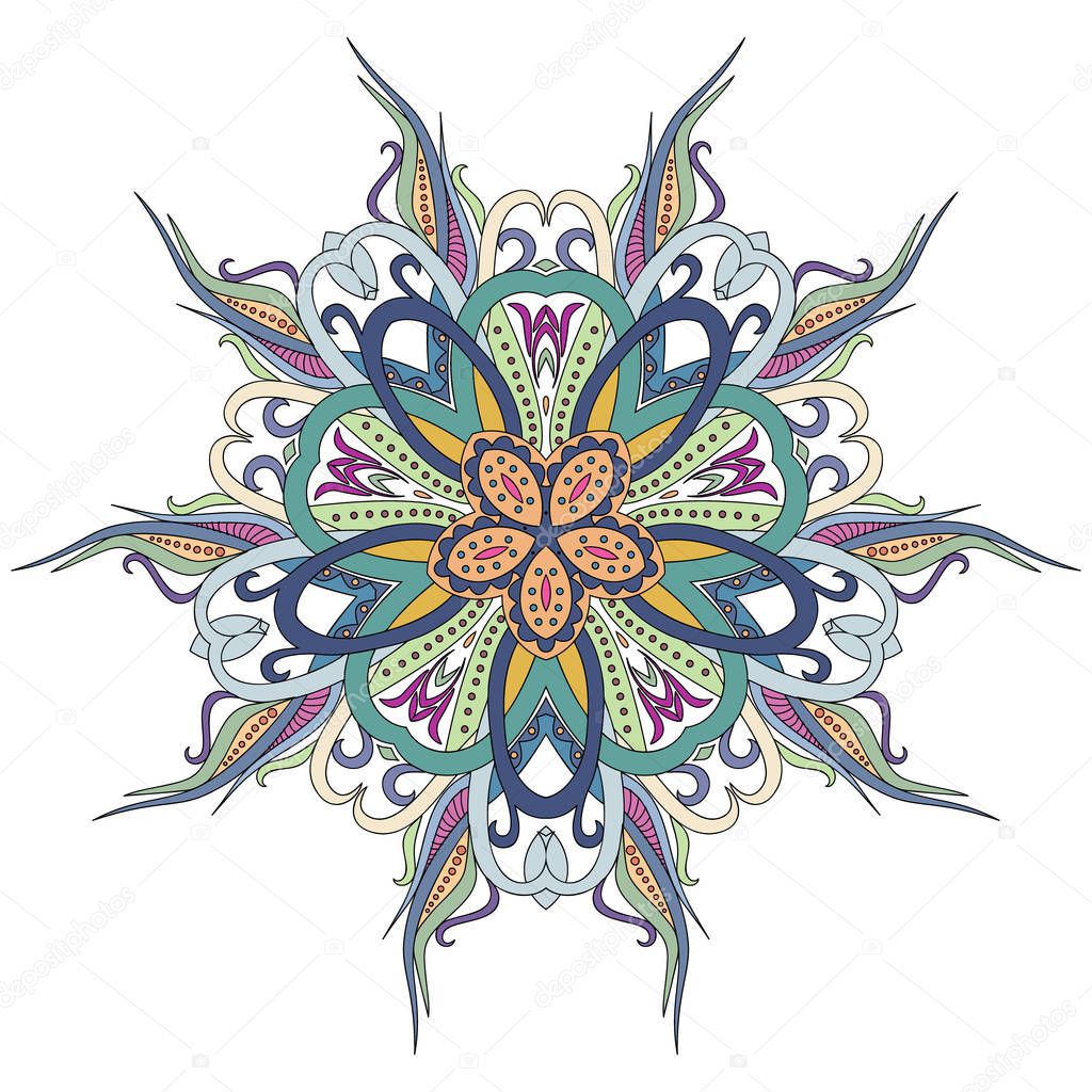 Mandala, floral , flower , oriental mandala, coloring and ethnic . Oriental pattern, vector illustration. Islam, Arabic, Indian, turkish, pakistan, chinese, ottoman motifs, moroccan. Stylized doodle