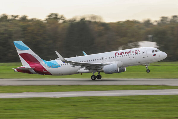 Hamburg fuhlsbttel - 18.10.2017 Airbus A310 of Euronwings taking off from Hamburg airport 18.10.2017 in Hamburg, Germany