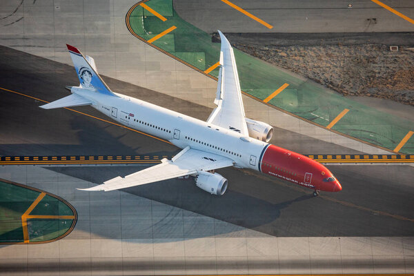 Los Angeles, United States - 13.11.2019 Boeing 787 Dreamliner Norwegian Airlines at Los Angeles International Airport in 13.11.2019 in Los Angeles, United States