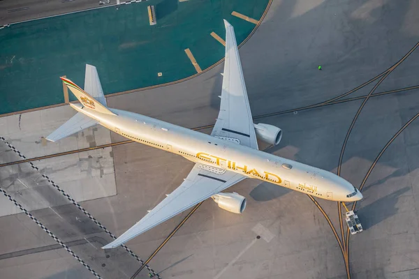 Лос Анджелес Сша 2019 Boeing 777 Etihad Los Angeles International — стоковое фото