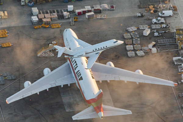 Los Angeles, United States - 13.11.2019 Bombardier Challenger 350 at Los Angeles International Airport in 13.11.2019 in Los Angeles, United States