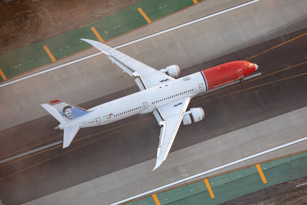 Los Angeles, United States - 13.11.2019 Boeing 787 Dreamliner Norwegian Airlines at Los Angeles International Airport in 13.11.2019 in Los Angeles, United States