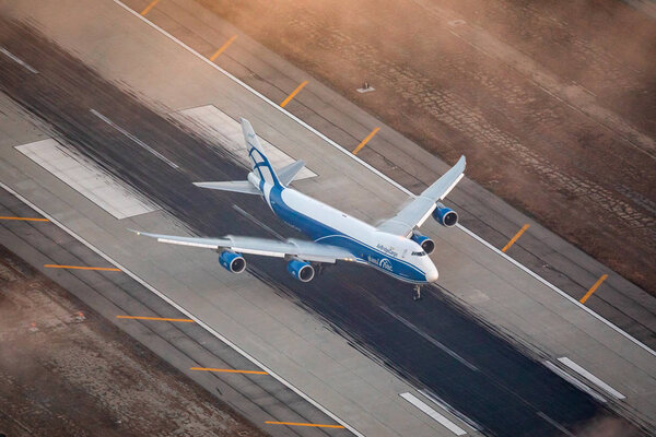 Лос-Анджелес, США - 13.11.2019 Boeing 747 ABC Cargo at Los Angeles International Airport in 13.11.2019 in Los Angeles, United States

