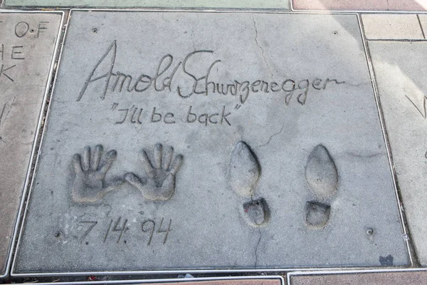 Los Angeles United States 2019 Arnold Schwarzeneger Footprints Chinesee Theathre — Stock Photo, Image