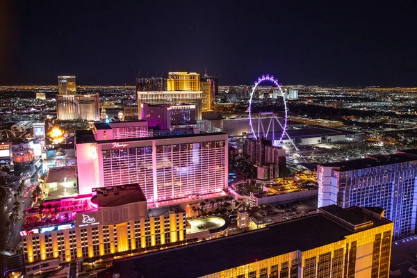 Las Vegas Usa 2019 Las Vegas Panorama Eiffelovy Věže Noci — Stock fotografie