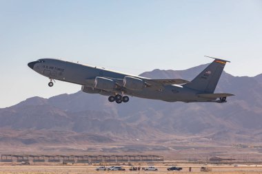 Las Vegas, United States - 15.11.2019 KC-135 Tanker during the Aviation Nation Airshow in Nellis Air Force Base in 15.11.2019 in Las Vegas, United States clipart