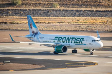 Phoenix, ABD - 23.11.2019 Airbus A320 Frontier Alaska Phoenix Sky Harbor Uluslararası Havalimanı 23.11.2019 Phoenix, Arizona, ABD