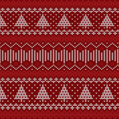 Köknar ağaçları ile Seamless Modeli Örgü Noel. 