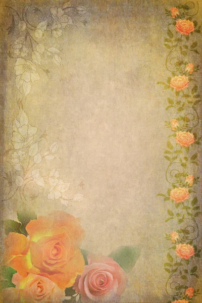 Retro vintage fundo romântico com rosas — Fotografia de Stock