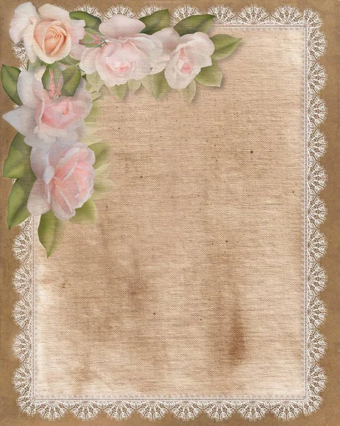 Vintage sfondo romantico con rose — Foto Stock
