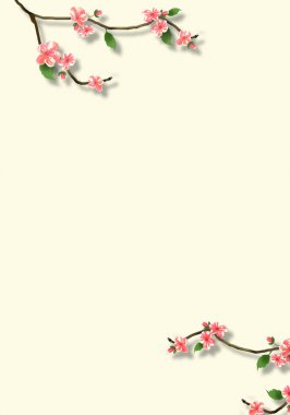 Pembe sakura kiraz çiçekleri zarif çerçeve. 