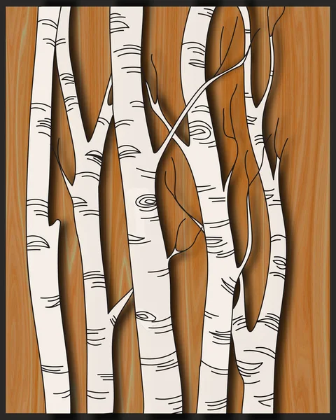 Belas árvores de vidoeiro em madeira  . —  Vetores de Stock