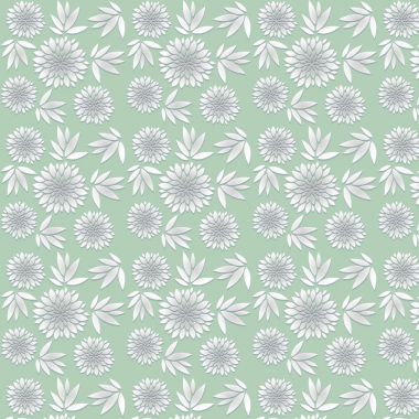 Çiçek desen öğesi yeşil zemin üzerine