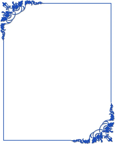 Frontera del marco con adornos azules — Vector de stock