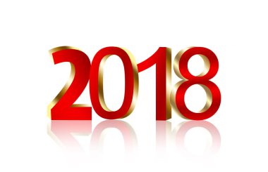 3D 2018 altın ve kırmızı yansıması ile . 