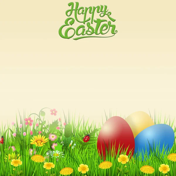 Happy Easter Eggs Flowers — Stock Vector