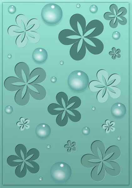 Spring Flowers Water Drops — Stock Vector