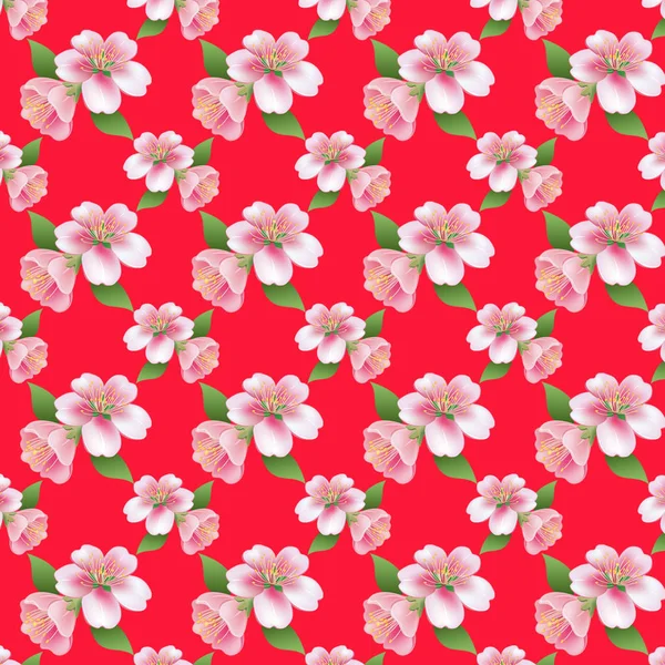 Seamles Pattern Sakura Blossom — Stock Vector