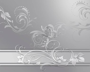 Çiçek tasarım kelebek ile soyut öğeler 