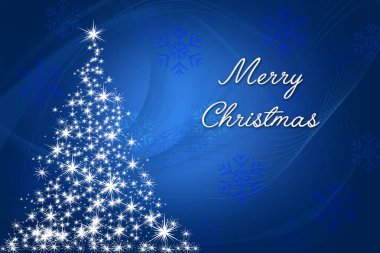 Mavi arkaplanda Noel ağacı