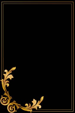 Altın rengi barok sınır süsü.