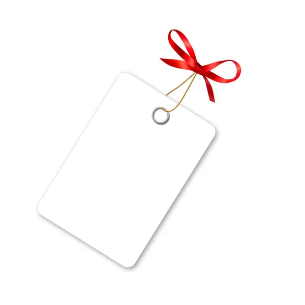 Red Bow White Tag Blank Template — Stockfoto