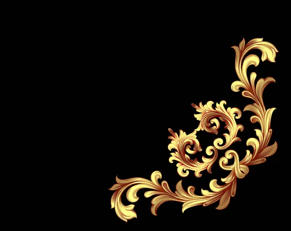 Zlatý Vinobraní Barokní Květinový Ornament — Stock fotografie