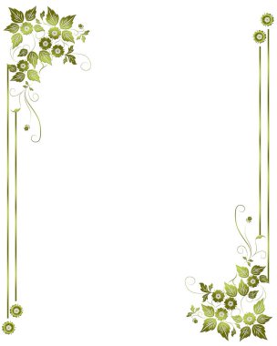 Kenarlı çerçeve, yeşil çiçekler.
