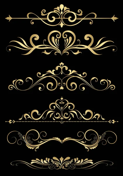 Gold Decorative Ornaments Black Background — Stock Photo, Image