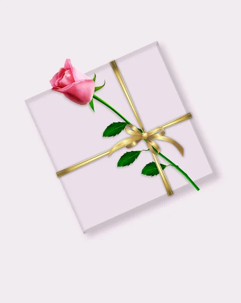 Fundo Férias Com Rosa Decorativa Caixa Presente — Fotografia de Stock