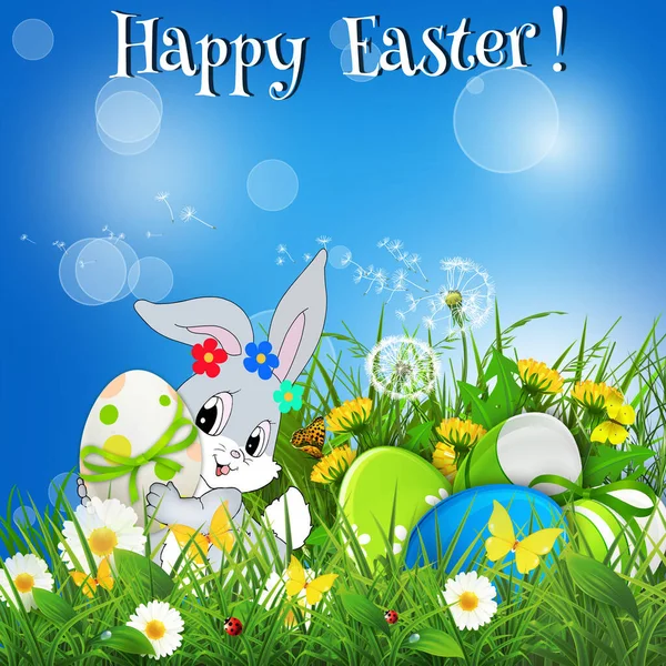 Feliz Pascua Con Conejo Huevos —  Fotos de Stock
