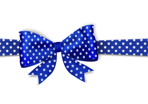 Decorative Blue Bow Ribbon White Dots — Stock Photo, Image