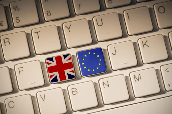 Great britain national flag against of keyboard — Stock Photo, Image