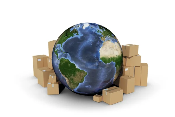 Piles of cardboard boxes and earth — Stock Photo, Image