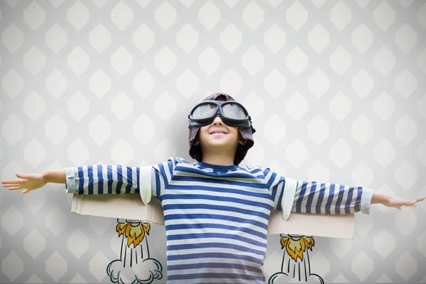 Boy pretending to be an aviation pilot — Stock Photo, Image