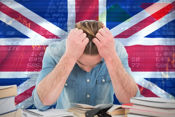 Frustrated man with hand in hair — Stock Photo, Image