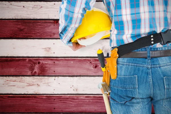 Handyman wearing tool belt — Stock Photo, Image