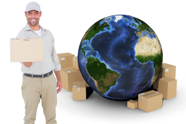 Delivery man giving package — Stock Photo, Image